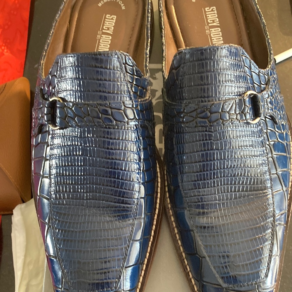 Blue Stacy Adams Gators Slip Ons